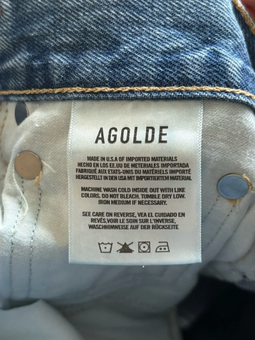 AGOLDE 90s Mid Rise Loose Fit Jean Blue Distressed Size 25